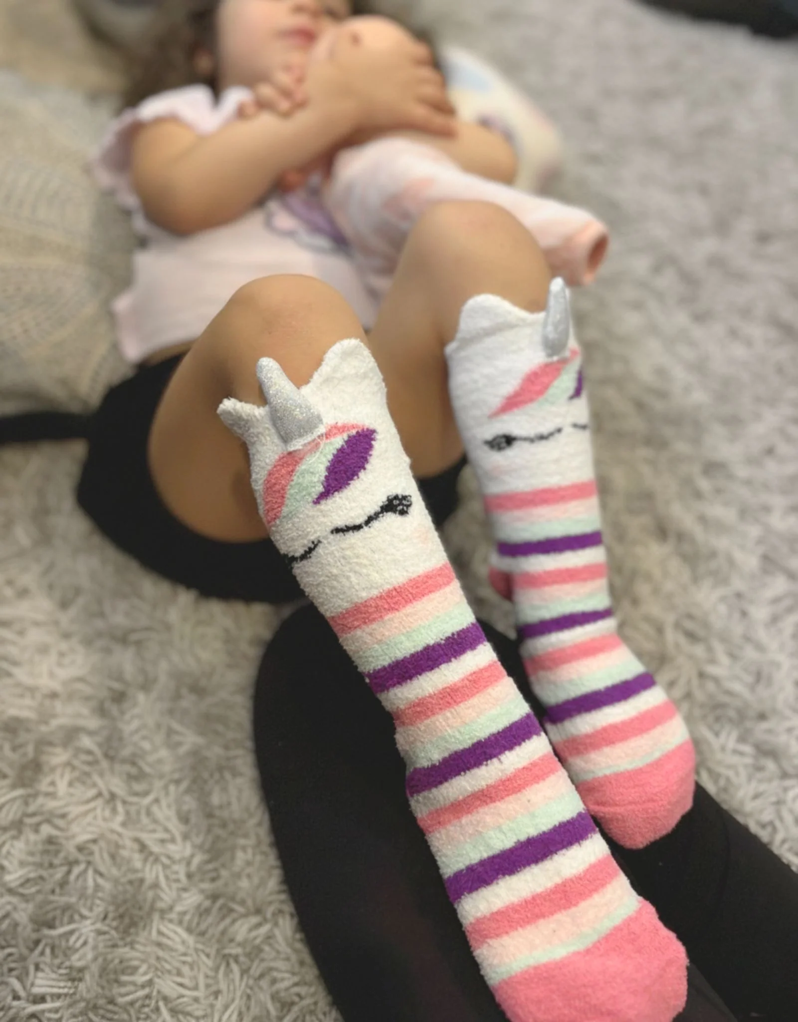 Rainbow Unicorn Cozies 3-Pack Crew Socks Pastel for Toddlers and Kids - Image 4